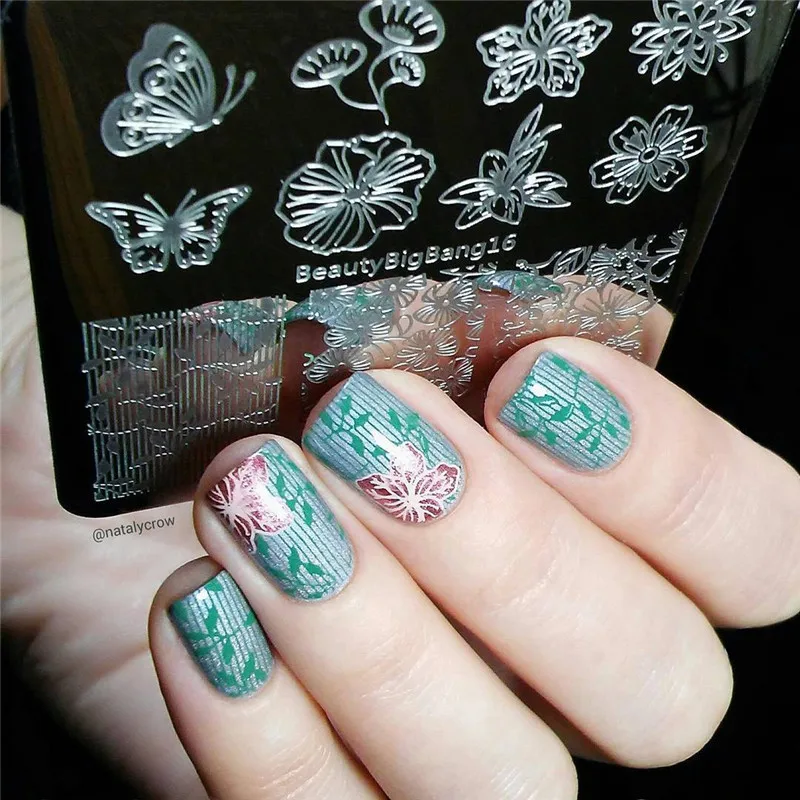 BeautyBigBang пластины для штамповки ногтей 6*6 см квадратные кружева цветок дизайн ногтей штамп шаблон изображения пластины трафареты штамповки дизайн ногтей плесень