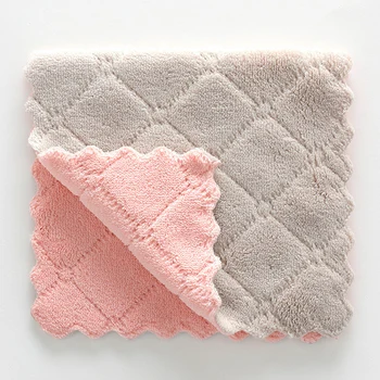 

Super Absorbent Tableware Household Tools Dish Towel Cleaning Cloth Coral Fleece Gadgets Bicolors