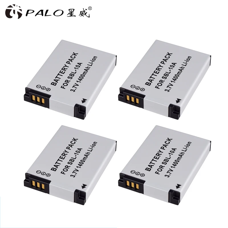 

PALO 4Pcs 1400mAh SLB-10A SLB 10A SLB10A Camera Batteries for SAMSUNG HMX-U10 HMX-U100 SL720 SL310W SL820 HZ15W HZ10W ES60