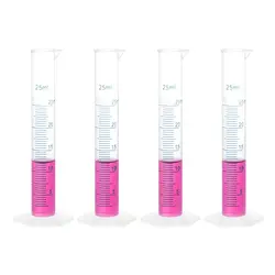 Cilindro graduado plástico de 25ml/50ml/100ml, linhas de medição de 2 lados, claro encanta a base para a casa do laboratório