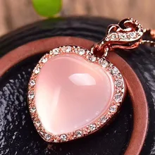 

Genuine Natural Rose Quartz Pendant Women Heart 20x20mm Best Love Crystal Healing Rose Quartz Stone AAAAA