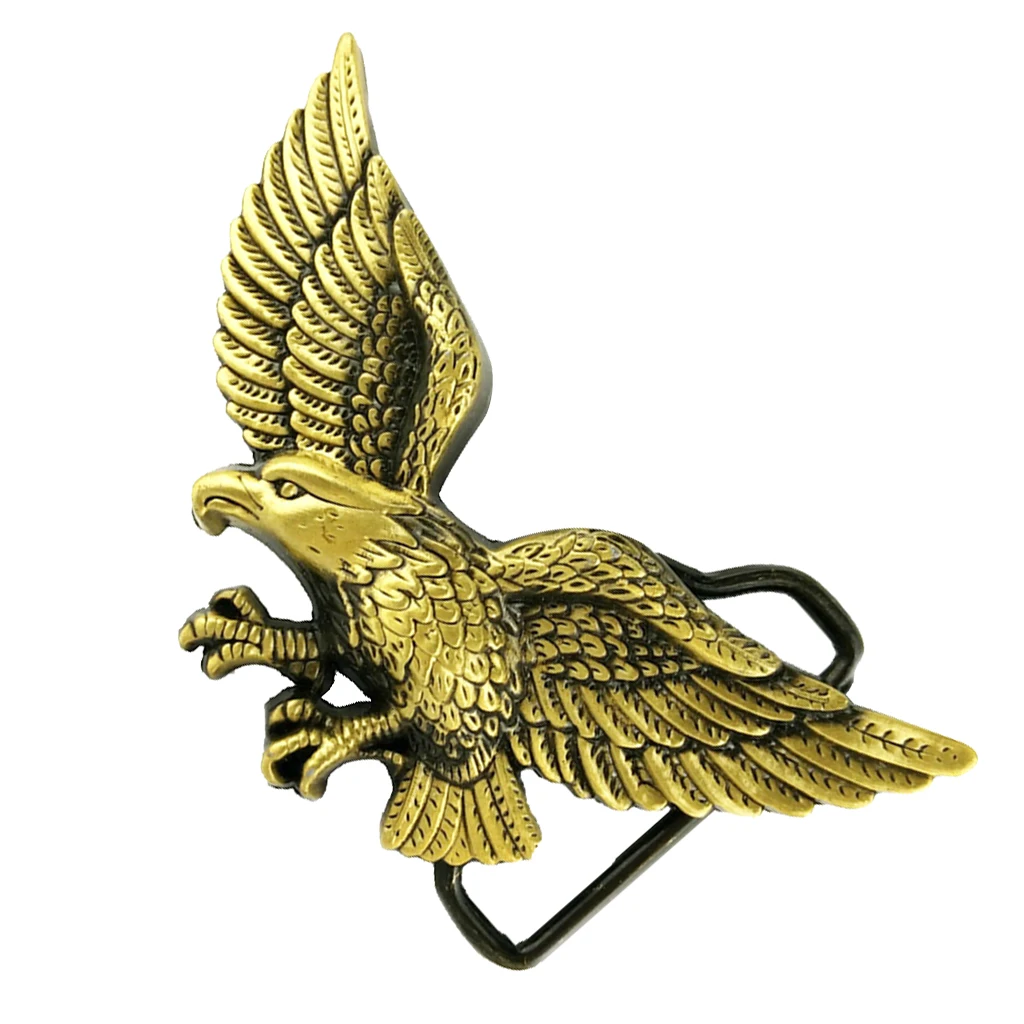 Carved 3D Flying Eagle Pattern Alloy Belt Buckle for Men Cowboy Jean -Bronze