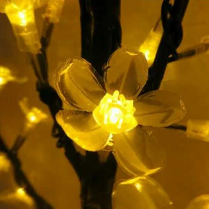 Светодиодный Искусственный Вишневый Цветок Дерево домашнее свадебное Рождественское украшение 1,5 м/1,7 м/1,8 м/2,0 м 7 цветов вариант водонепроницаемый - Испускаемый цвет: Цвет: желтый