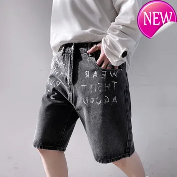 

Jeans Denim Shorts Men 2020 Summer HIPHOP Harlan Straight Loose man Jeans Black/Blue