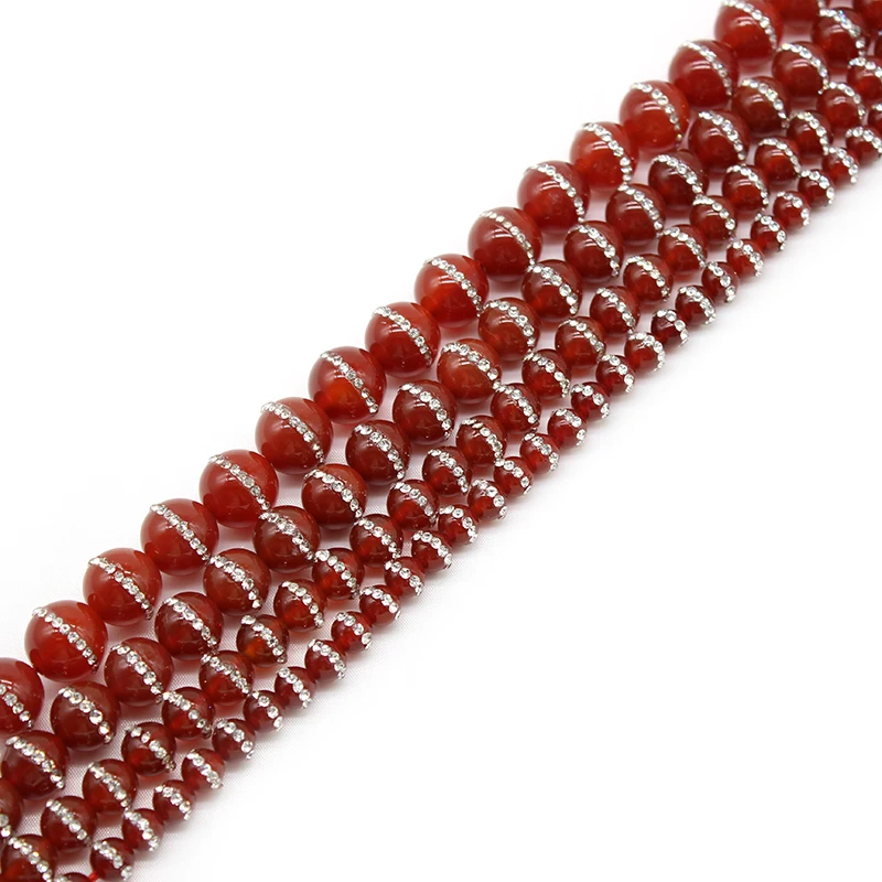 Factory Price Natural Stone Red Agat Drilled Crystal Ball Round Beads 15&quot Strand 8MM Pick Size For Jewelry Making Diy Bracelet |