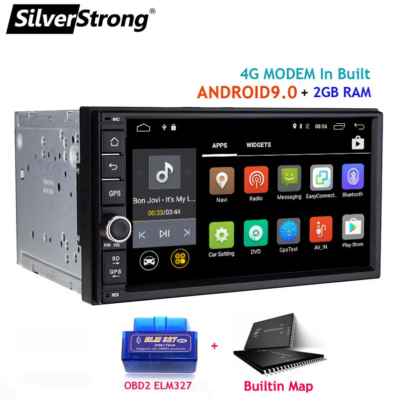 SilverStrong 7 дюймов Android9.0 Универсальный 2 DIN автомобильный DVD 4G Интернет Сим модем