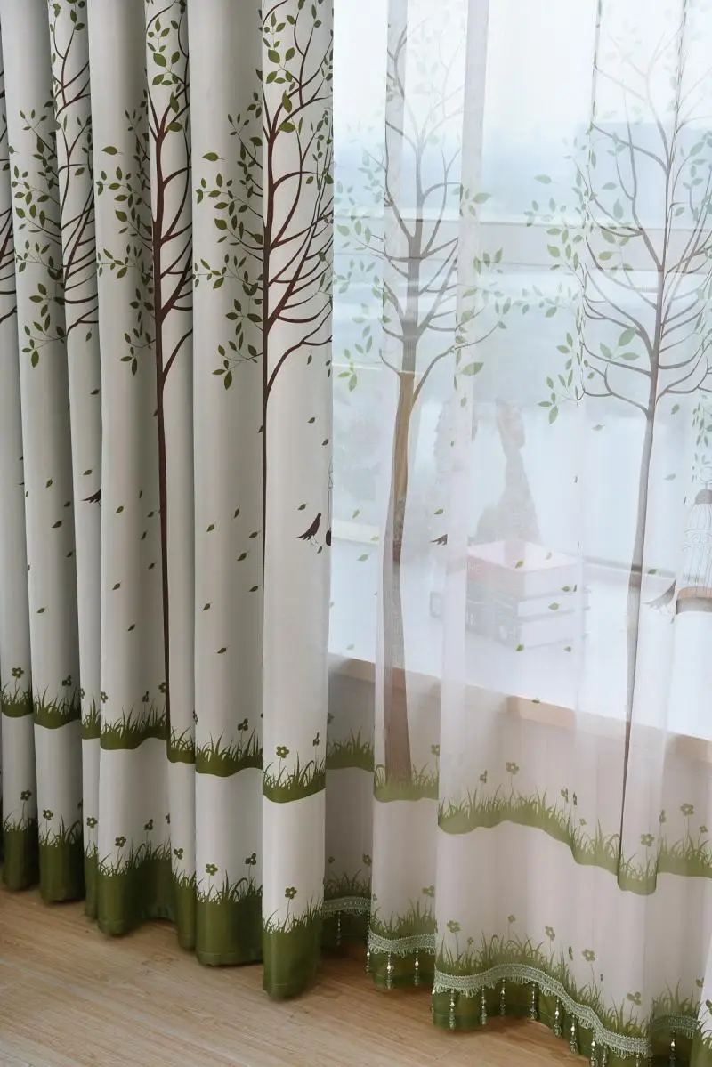 

Custom Fresh Big Tree Curtain Blackout Curtains for Living Room Bedroom Floor To Ceiling Window Simple and Modern