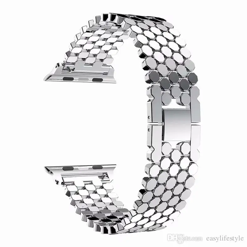 luxury Fish Scale Stainless Steel Replacement Band Strap for apple watch series 5 4 3 2 1 38mm 42mm 40mm 44mm