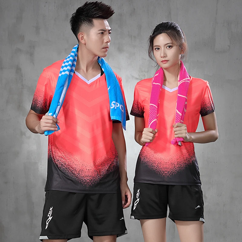 Новый костюм для бадминтона мужчин и женщин тенниса с коротким рукавом шортами