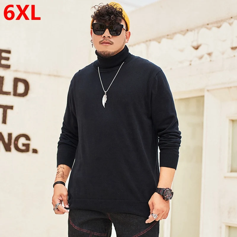 

Large size men's high collar sweater male autumn man turtleneck plus size solid color bottoming sweater 6XL