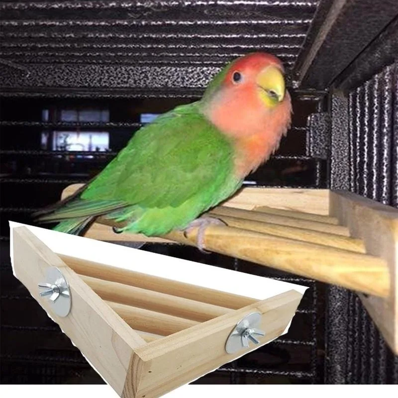 Wooden Stand Perch Platform Cage Play Toy for Parrot Bird Hamster Wood Nest Tripod Corner Shelf