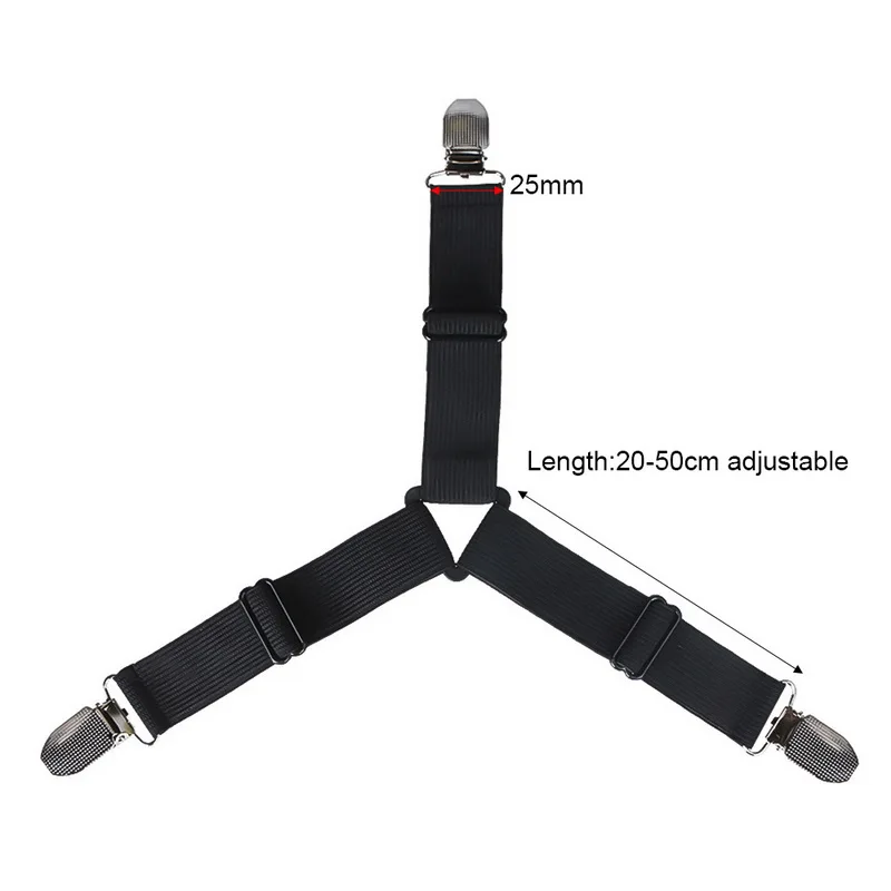 Elastic Bed Sheet Clips Suspenders Straps Adjustable Heavy Duty 4pcs/set 