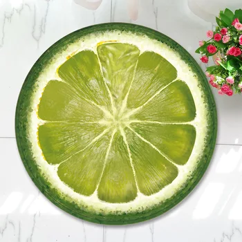 

55/80/100/120/160CM Round Fruit Printed Flannel Rug Non-slip Carpet Door Mat Foot Pad Home Hallway Living Bedroom Decoration