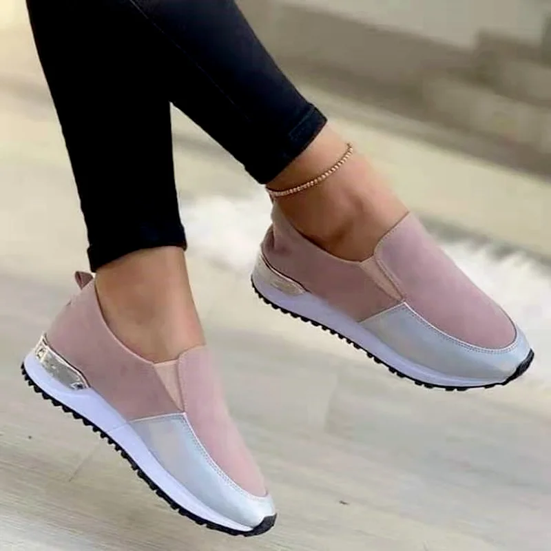 2021 Autumn Sneakers Women Platform Vulcanized Shoes Ladies Solid Color Slip-On Sneakers Female Casual Sport Shoes Plus Size 43 