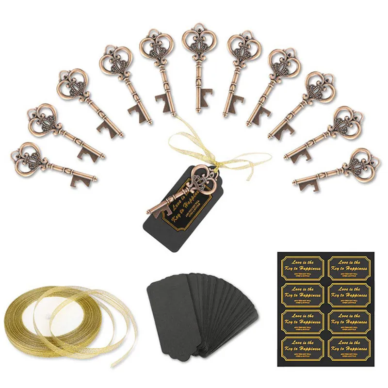 

30/50pcs Key Bottle Opener Wedding Favor with Tags Beer Open Wedding Gift Kitchen Tool Accessories Special Events Party Supplies