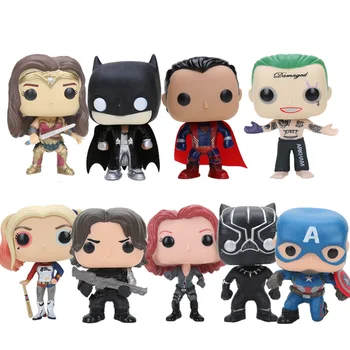 

10cm Q version The Avengers Superhero batman Captain America Black panther Black widow Suicide squad Joker and Quinn Figure toy