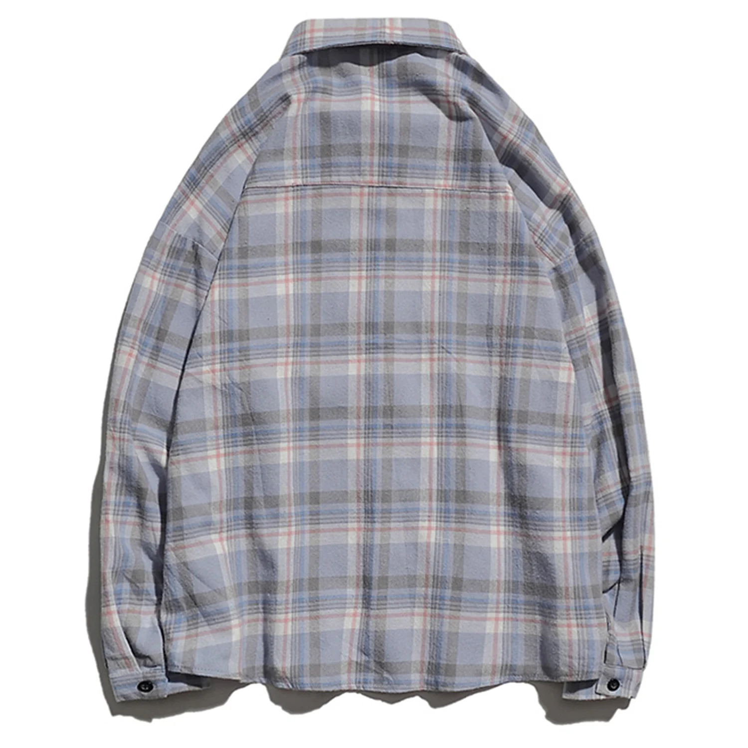 Aelfric Eden Cartoon Plaid Men Shirts Fashion Harajuku Tops Hip Hop Casual Cotton Oversized Male Long Sleeve Streetwear Outwear