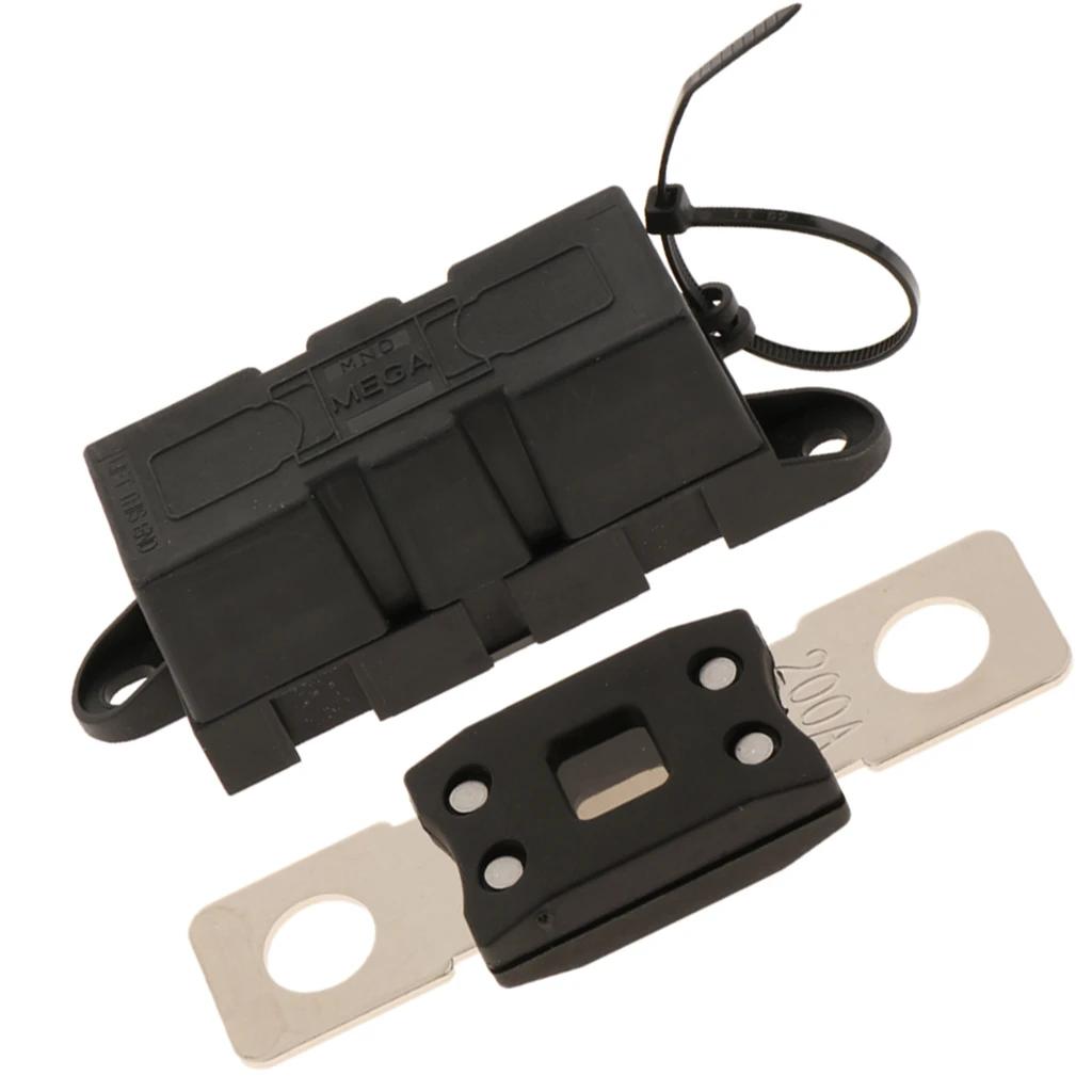 Automotive Single Terminal Fuse Holder+ Mega Bolt-Down Fuse for Forklift, Van, Marine, Truck, Boat, RV, Motorhome (200A)