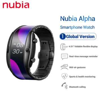 

Original For Nubia alpha Smart Watch Global 1GB 8GB ROM 4.01"foldable flexible display Mobile Phone band Curved surface screen