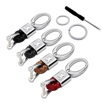 

Alloy PU Keyring Vehicle Key Chain Buckle Holder For Peugeot 207 208 307 308 107 206 406 408 508 407 507 106 108 3008 4008