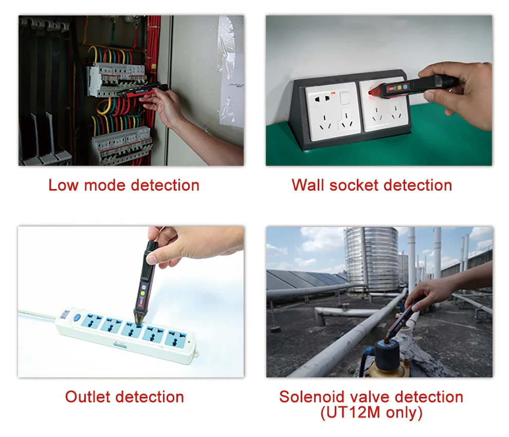 Детектор Напряжения Бесконтактный смарт-тест-ручка IP67 UT12E UT12M определение нулевой линии огня Обнаружение напряжения голосовой светильник сигнализация