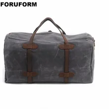 Винтажная Вощеная парусиновая мужская сумка для путешествий, большая емкость, Промасленная кожаная военная сумка для выходных, сумка-тоут, сумки на ночь, LI-2591