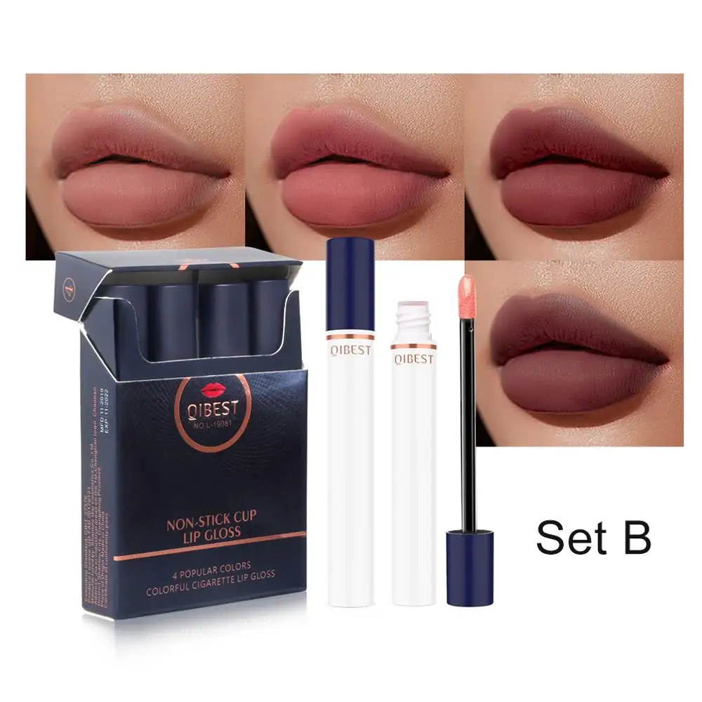 4 шт./компл. матовый lipstisck по Qibest Красная губная помада orange ...