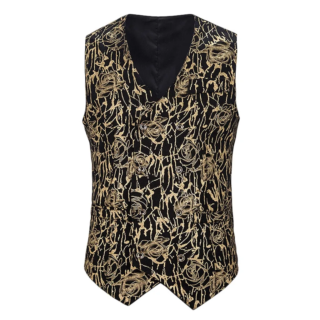 

Spring And Autumn Men's Leopard Leisure Club Suit Vest Jackets & Coats Youth Fashion Vest Men's Clothing Formal Tops Printing