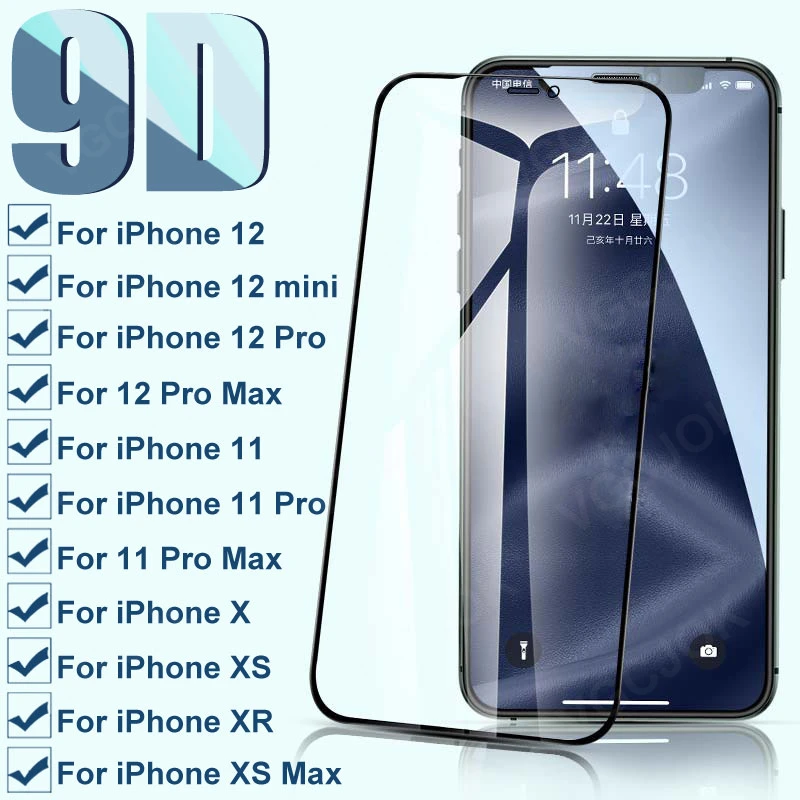 iphone 8 plus protective screen 9D מלא מגן זכוכית עבור iPhone 12 מיני 12Pro מקס מזג מסך מגן על iphone 11 פרו XS מקסימום X XR זכוכית סרט מקרה iphone 6s protective screen