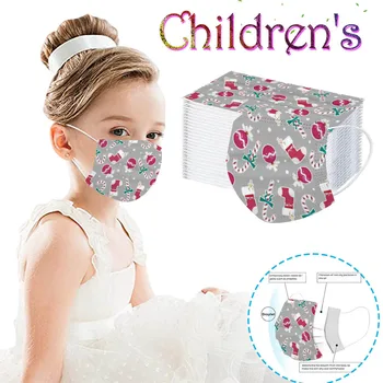 

Unisex Printed Christmas Daily Care Soft Masks Safety Air Fog Children 3-Layer Disposable Masks maschere masque jetable In Stock