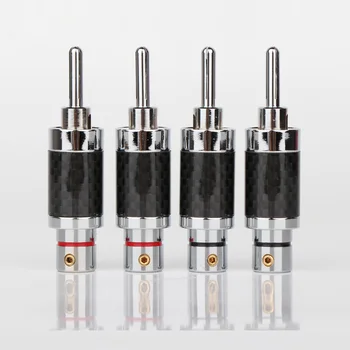 

HI-End Carbon Fiber Audio Speaker Cable Banana Plug Connector x 4 Pcs HIFI Loudspeaker Cable Banana Connnector Locking Plug