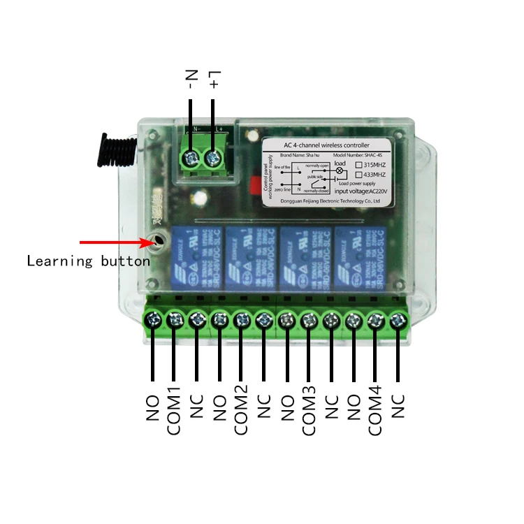 Canal 433mhz Interruptor de Controle Remoto sem Fio Interruptor de Controle Remoto para Ventilador e Luz 12v24v60v220v230v 4ch - Image 3