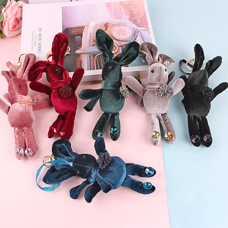 Стиль ткань мультфильм Кнопка ключа милая кукла-кролик брелок для студентов подарок для пары сумочка кулон