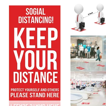 

Safety Warning Sticker Keep Your Distance Caution Decal for Public Occassion Market Mall VDX99