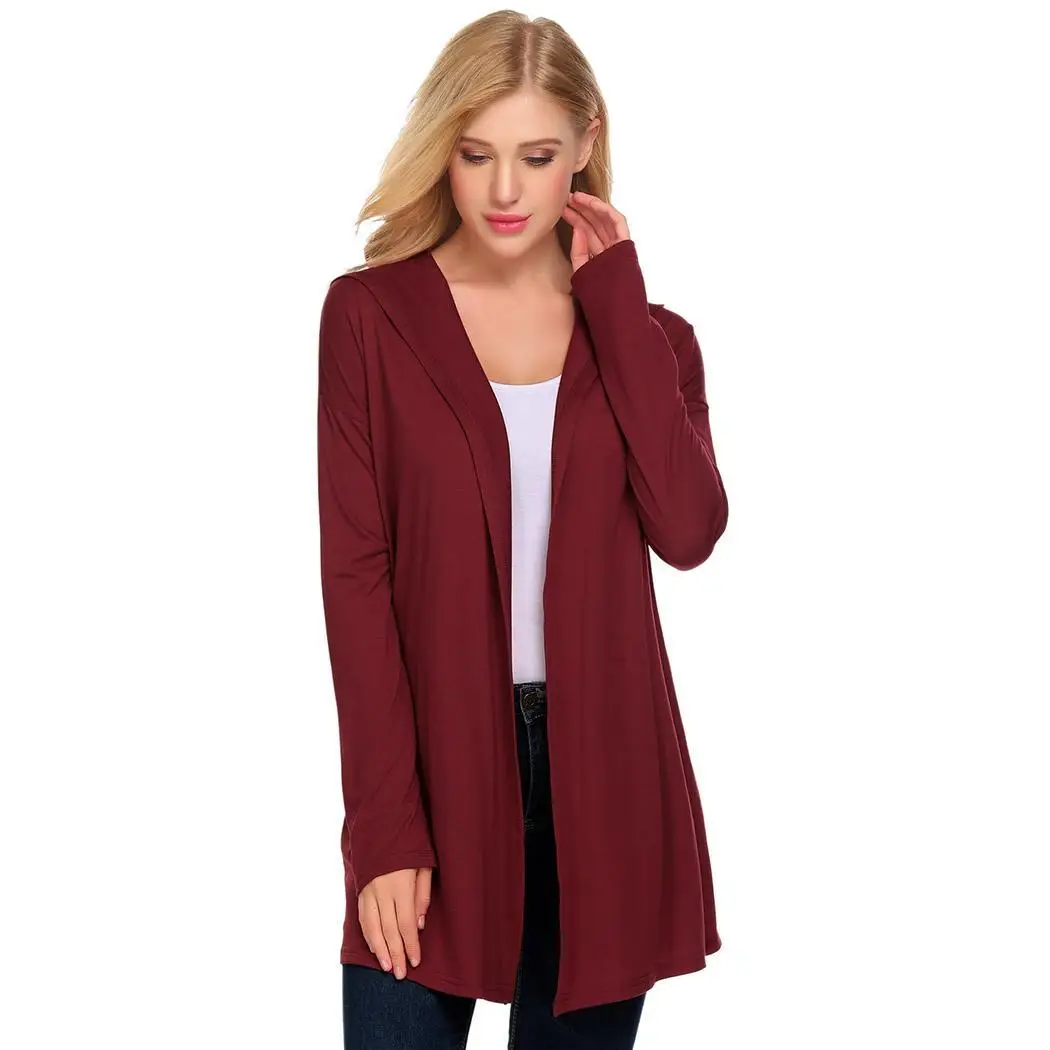 

Women Drop-Shoulder Open Front Solid Casual Loose Fit Hooded Cardigan
