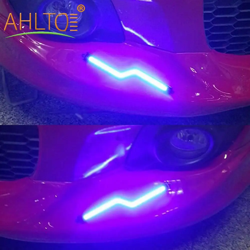 

2pcs Car Turn Signal Led Z Shape COB Back Stickers Daytime Running Light Car DRL Driving Waterproof Reverse Lamps Fog Led DC 12V
