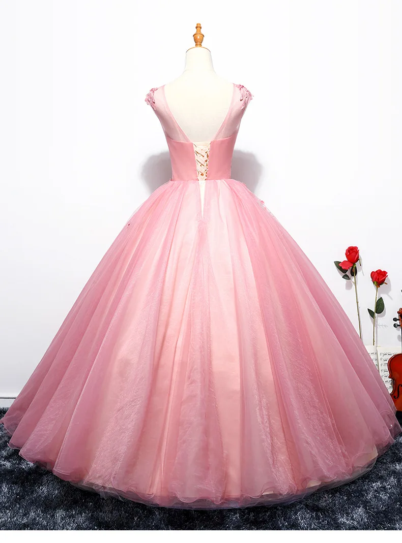 Бальные платья Элегантное бальное платье для женщин Vestidos De 15 Anos без рукавов для танцев принцесса аппликация платья Vestido Quinceanera