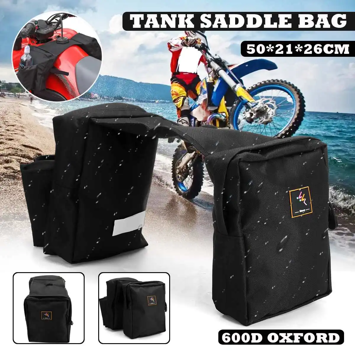 Prom-note Universal Motorcycles Saddlebags 600D Waterproof Oxford Cloth ATV Saddle Bag Tank Top Saddle Bag ATV Accessories,1 Pair Motorcycle Side Saddlebags Waterproof Fuel Tank Cup Saddle Bag