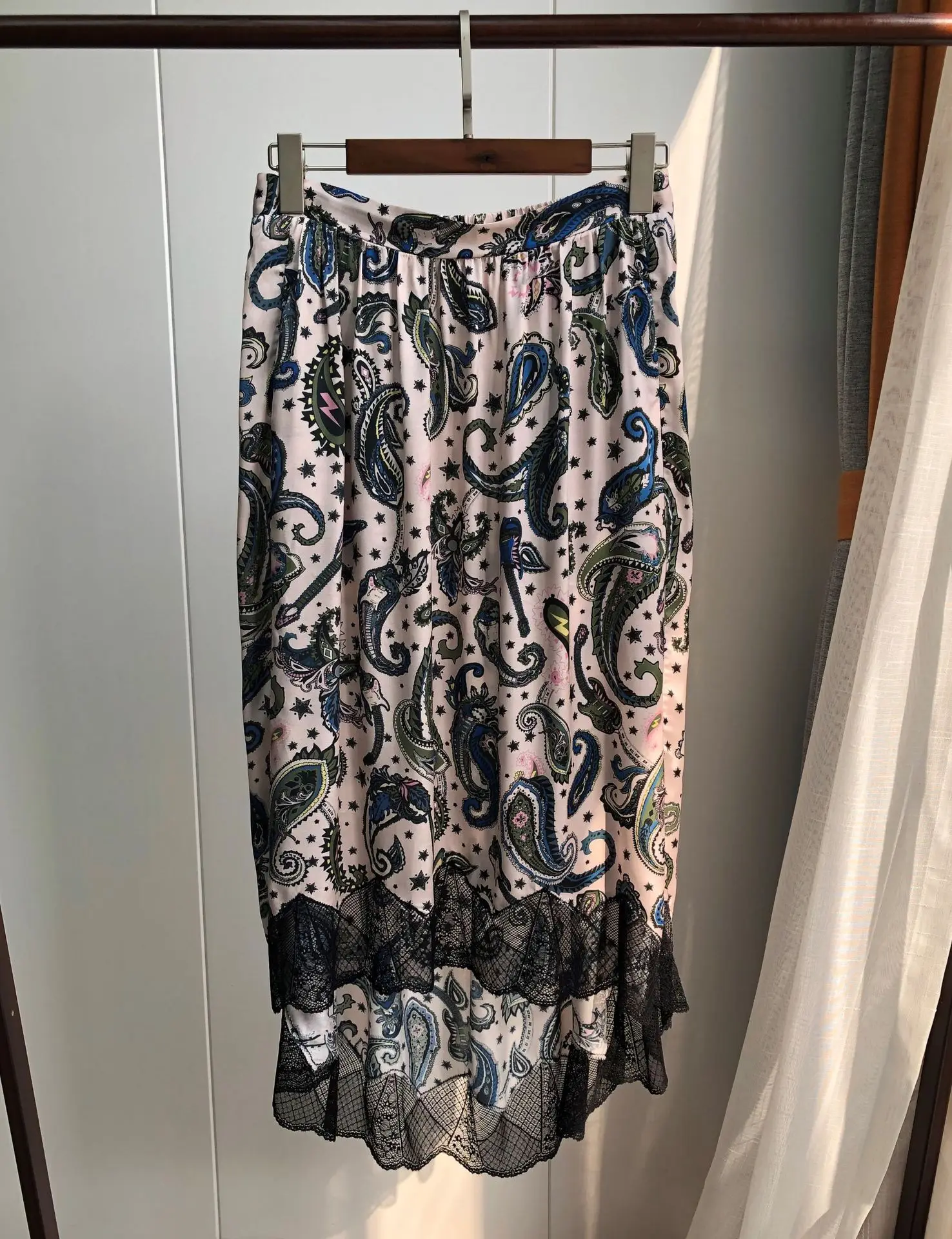Joslin принт Пейсли платье-юбка женская юбка винтажная кешью принт прострочка ассиметричная кружевная эластичная талия юбка