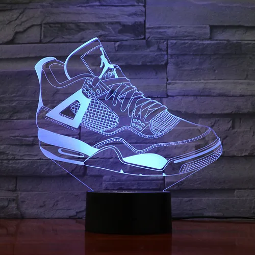 3D LED 라이트 스니커즈 로그인 아크릴 착시 야간 램프, RGB 깜박이 멋진 선물 데스크탑 설치 컴퓨터 백라이트 룸 장식 4