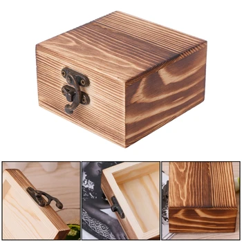 

Vintage Wooden Hinged Box Jewelery Storage Case Crfats Sundries Organizer D08F