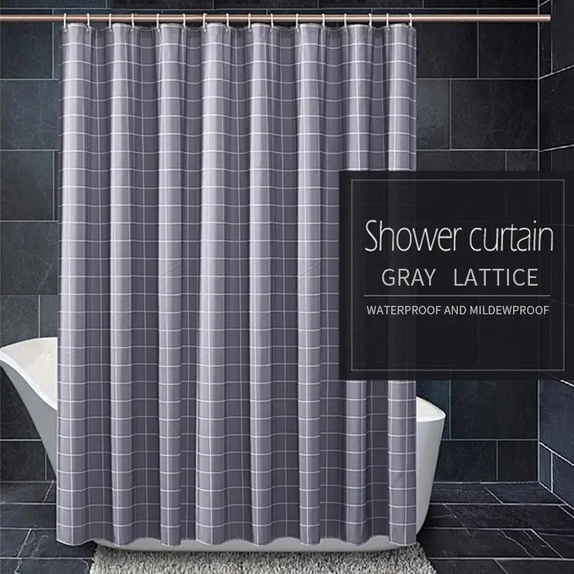 40 Lattice Shower Curtain 180*200cm Waterproof Bathroom Partition Curtain Polyester Moisture-Proof Thicken Shower Curtain D40