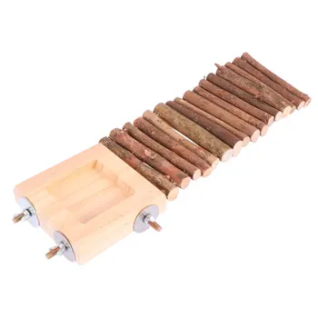 

Hamster Ladder Simple Durable Parrot Bird Solid Wood Squirrel Ladder Hanging Bridge for Pet (White)