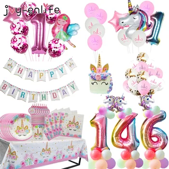 

1set Pink Unicorn Balloon Birthday Unicorn Party Decoration Kids Latex Ballons Gold Confetti Baloons Baby Shower Party Supplies
