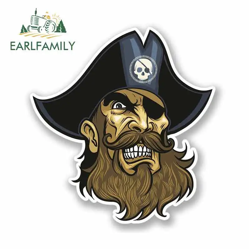 

EARLFAMILY 13cm x 13cm for Bearded Pirate Jolly Roger Anime RV VAN 3D DIY Fine Decal Bumper Trunk Truck Graphics Vinyl JDM