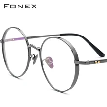 FONEX, чистый титановый рецепт, очки для мужчин, ультралегкие, Ретро стиль, круглые, близорукость, оптические очки, оправа для женщин, винтажные очки 884