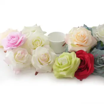 

50pcs/lot Artificial Oil Painted Rose Head Silk Flowers Wedding DecorationFake Flores Home Mariage Party DIY Flower Wall Arch