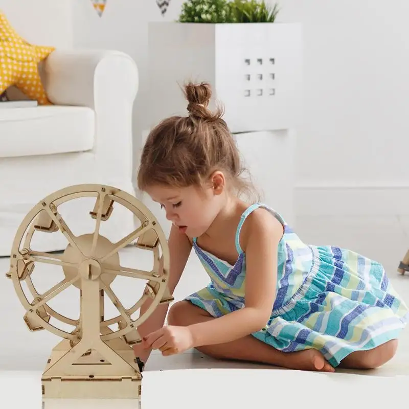buy  DIY Wooden Ferris Wheel Model Materials Kit Science Experiment Assemble Toy children's imagination 