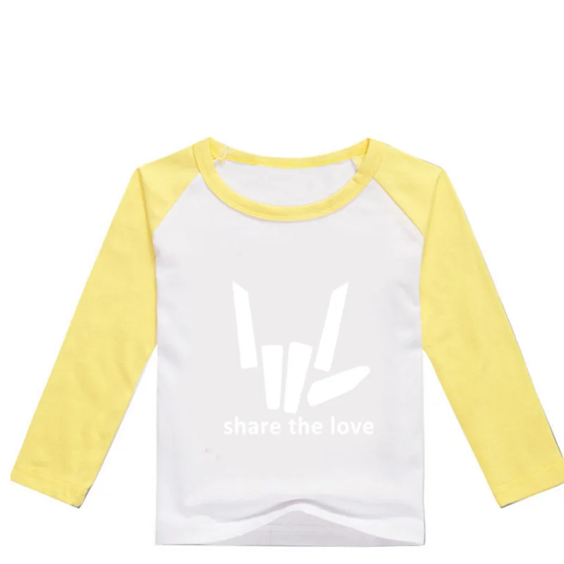 Z& Y/ Модная рубашка с надписью «Share The Love» для детей 2-16 лет, детские футболки, футболка с длинными рукавами и круглым вырезом для мальчиков, рубашки для маленьких девочек, уличная одежда