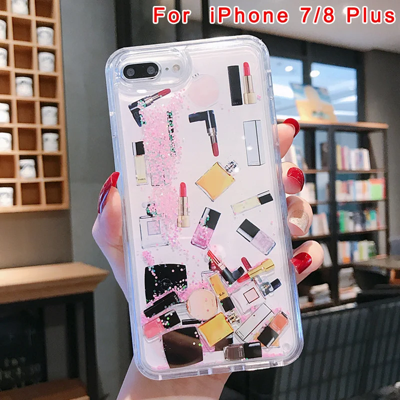 pink for iPhone 78 Чехол для вызова Quicksand, динамическое жидкое косметическое средство, значки, совместимые с HG99 - Цвет: pink for iPhone 78